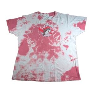 Buc-ee's Valentine's Day Tie Dye T-Shirt XL Pink White Beaver Nuggets Graphic T